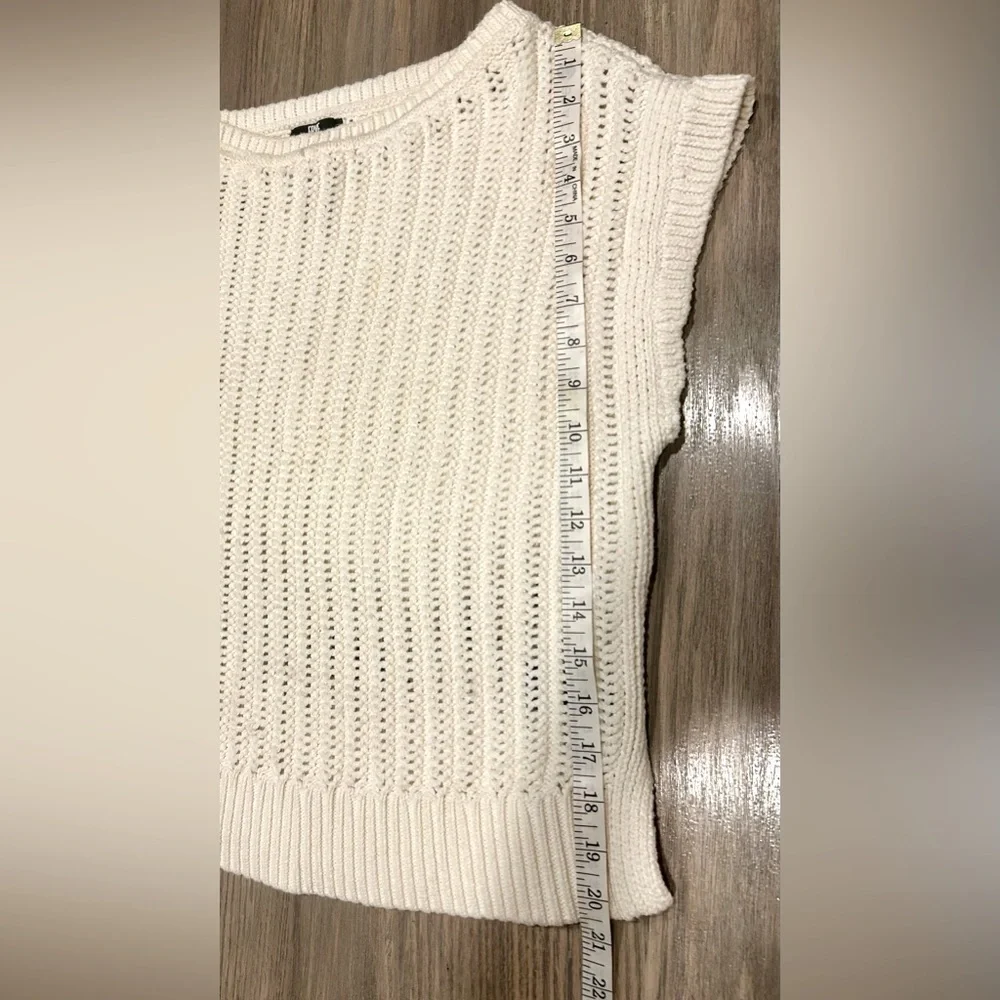 NWOT Frye Boat Neck Fisherman Cap Sleeve Open Knit Pullover Sweater Size M